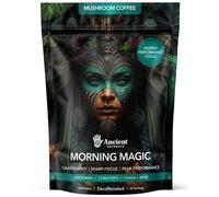 Morning Magic Mushroom Coffee (240g) | Decaf Arabica with Lions Mane, Cordyceps, Ashwagandha & Maca Root | 15:1 Extract Blend, 30% Beta Glucans | 100% Natural Coffee Alternative from Ancient Extracts