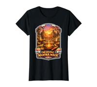 Morning Mantra Magic Meditating Bowl Value Graphic T-Shirt, Women, Black, L