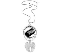 Morning Medicine Quote Art Deco Fashion Pendant Angel Wings Rotating Necklace Jewelry