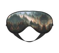 Morning Mist Forest Print Silk Sleeping Mask with Adjustable Strap-Silk Eye Mask Soft Eye Cover,for Blocking Out Lights Sweet Sleep Travel Relax, Nap, Meditation