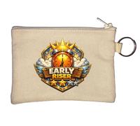 Morning Motivation with Sunrise and Clock Key Chain Coin Purse Beige