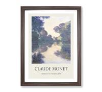 Morning On The Seine By Claude Monet Exhibition Museum Painting Framed Print | A3 Walnut Framed Wall Art | Ready to Hang | Modern Historical Picture | Living Room Bedroom Lounge Office