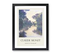 Morning On The Seine By Claude Monet Exhibition Museum Painting Framed Wall Art Print, Ready to Hang Picture for Living Room Bedroom Home Office Décor, Black A2 (64 x 46 cm)
