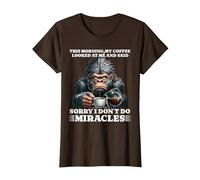 Morning People but First a Coffee Hate Mondays Gorilla T-Shirt, Women, Brown, Medium