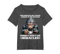 Morning People but First a Coffee Hate Mondays Gorilla T-Shirt, Women's Plus, Dark Heather Grey, 1X