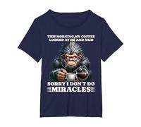 Morning People but First a Coffee Hate Mondays Gorilla T-Shirt, Women's Plus, Navy Blue, 3X