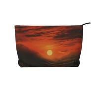Morning Red Sky Corduroy Makeup Bag Travel Organizer Bag Cosmetic Bag Large Wide-Open Pouch
