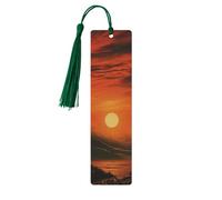 Morning Red Sky Wooden Bookmark Book Lovers Tassels Crafts Accessories Reading Book Club Party