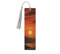 Morning Red Sky Wooden Bookmark Book Lovers Tassels Crafts Accessories Reading Book Club Party