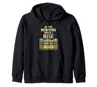 Morning Rise Jesus Design Inspirational Apparel Zip Hoodie