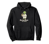 Morning Rituals Are Sacred Funny Alien Coffee Meme UFO Humor Pullover Hoodie