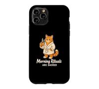 Morning Rituals Are Sacred Funny Orange Tabby Cat Meme Humor Case for iPhone 11 Pro