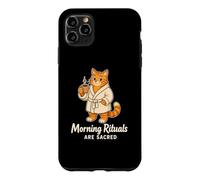 Morning Rituals Are Sacred Funny Orange Tabby Cat Meme Humor Case for iPhone 11 Pro Max