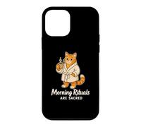 Morning Rituals Are Sacred Funny Orange Tabby Cat Meme Humor Case for iPhone 12 mini