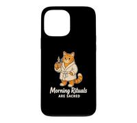 Morning Rituals Are Sacred Funny Orange Tabby Cat Meme Humor Case for iPhone 13 Pro Max