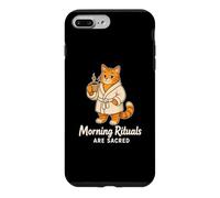 Morning Rituals Are Sacred Funny Orange Tabby Cat Meme Humor Case for iPhone 7 Plus/8 Plus