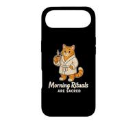 Morning Rituals Are Sacred Funny Orange Tabby Cat Meme Humor Case for iPhone Air