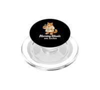 Morning Rituals Are Sacred Funny Orange Tabby Cat Meme Humor PopSockets PopGrip for MagSafe