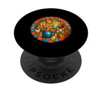 Morning Rituals Sacred Cat Coffee Mosaic Art Sunrise PopSockets Adhesive PopGrip