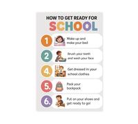 Morning Routine for Kids - Visual Schedule Poster Canvas Poster Bedroom Decor Landscape Office Room Decor Gift 24" L X 36" W