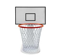 MORNING SUN Basketball Trash Can, Wooden Wastebasket with Basketball Hoop, 4.5 Gallon Capacity, White, Perfect for Home Office