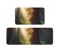 Morning Sunlight in Wilderness Kitchen Mats for Floor, Kitchen Rugs Sets of 2, Non Slip Cushioned Floor Mat Carpet Absorbent Washable Runner Standing Mat for Laundry Sink 17"x29.5"+17"x47.2"