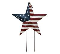 Morning View American Flag Garden Stake Patriotic Decor Metal Star US Flag Yard Sign Bar Star Outdoor Lawn Art Ornament 4th of July Memorial Day Veterans Day Independence Day 16.5 Inches Tall(A)