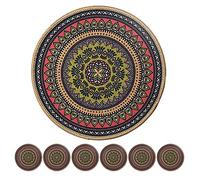 Morning View Colorful Boho Plant Pot Mat Set of 6 Absorbent Non Slip for Table Desk Floor 8.5 Inch