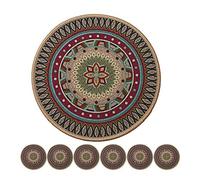 Morning View Colorful Boho Plant Pot Mat Set of 6 Absorbent Non Slip for Table Desk Floor 8.5 Inch