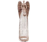 Morning View Metal Angel Statue Decor for Garden Yard Art Outdoor Standing Large Angel Decorations with Heart Antique Patio Patio Lawn Holiday Christmas 32 Inches Tall