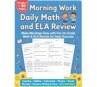 Morning Work 1 Grade Daily Math and ELA Review: Spiral Daily Math and ELA Review with Number Sense, Addition, Subtraction, Phonics, Sentence Writing & More for Grade 1 Practice for Kids Ages 6-7