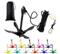 MorningRo 1 Pack Marine Kayak Anchor Kit Folding Grapnel Boat Anchor Kit Kayak Fishing Accessories for Small Boats Canoe Paddle Boards(Black,3.3 lb)