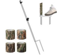 MorningRo 1 Pack Trail Camera Stand Mount Foldable Stainless Steel Game Camera Stand Bracket 360° Adjustable 1/4''-20 (6mm) Screw Connection Trail Stake with Camo Wrap Tapes for Deer Cam Accessories