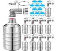 MorningRo 10 Pack Water Float Valve 1/2" to 3/4'' Auto Shut off Water Tank Float Valve 304 Stainless Steel Fully Automatic Level Control for Pool, Livestock Troughs (Classic Style)