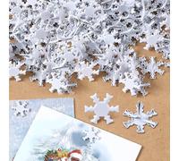 MorningRo 100 Pcs Mini Snowflake Brads for Paper Crafts White Valentines Snowflake Paper Fasteners DIY Metal Brads for Valentine's Day Winter Greeting Cards Photo Art Craft School Project