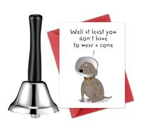 MorningRo 2 Pcs Funny Get Well Gifts for Women Men, After Surgery Recovery Gift Loud Hand Bell and Humor Speedy Surgery Recovery Card with Envelope for Him Her