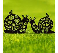 MorningRo 2 Pcs Snails Metal Garden Stakes Decor Black Snails Silhouette Statues Garden Decor for Outside Outdoor Decor, Yard, Patio, Lawn Ornaments