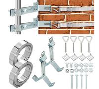 MorningRo 2 Set TV Antenna Chimney Y-Mount Kit 18ft Stainless Steel Straps 4 Inch Standoff Pole Steel Galvanized Mast Bracket Wall Mounting Heavy Duty for Cb Ham Home Outdoor Weather Station