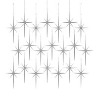 MorningRo 20 Pcs Bethlehem Silver Star Ornament for Christmas Tree 3.15inch Silver Cast Iron Starburst 8 Point Nativity Star of Bethlehem Ornament Hanging Pendants Gift Decor for Xmas Holiday Party