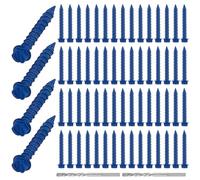 MorningRo 200 Qty 1/4" x 2-1/4" Hex Head Concrete Screws Anchor with Drill Bits Blue Slotted Hex Screws for Anchor Masonry, Block, Brick, Cement, Stucco and Wood Fastening