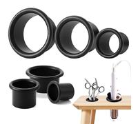 MorningRo 3 Pcs Hair Dryer Holder Insert Curling Iron Holder Stainless Steel Salon Station Holder Appliance Hair Styling Tool Tube Comb Organizer for Hairdresser Bathroom (Black,3"+2"+1.5")
