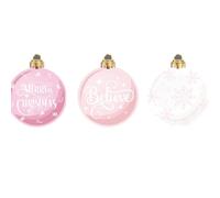 MorningRo 3 Pcs Metal Christmas Balls Yard Signs 20'' H Outdoor Waterproof Xmas Yard Sign Stake with Snowflake Believe Merry Christmas for Porch Patio Lawn Garden Pathway Decor(Pink White Light Pink)