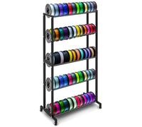 MorningRo 3D Printer Filament Storage Rack 5 Tier Rolling Filament Spool Holders Racks with Wheels Heavy Duty Metal 3D Printer Shelf Organizer for Studio Office Workshop PLA ABS TPU Nylon, Black