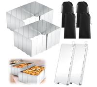 MorningRo 4 Pcs 80 Plate Chafing Dish Wind Stove Camping Guard 67 x 7.8'' Stainless Steel Wind Cover Folding Outdoor Windscreen with Drawstring Bag for Camp Picnic Burner Guard (Sliver)