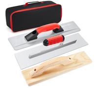 MorningRo 4 Pcs Concrete Tools Set Includes Cement Magnesium Hand Float 16'' x 3-1/8'' Wood Hand Float Finishing Trowel 15'' x 3-1/2'' Stainless Steel Finishing Trowel 16'' x 4'' and Tool Bag