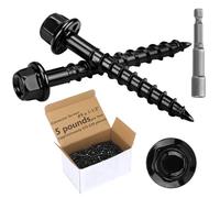 MorningRo 5 lb Connector Screws #9 x 1-1/2" Heavy Duty Joist Hanger Screws 1/4" Hex Head with 0.37" Washer Galvanized Corrosion Resistant with Hex Driver for Fencing Decks Frames Bridges(Black)