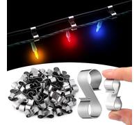MorningRo 50 Pcs Gutter Clips for Hanging Outdoor Lights Christmas Light Metal Gutter Hooks S Clips Weatherproof Reusable Shingles Roof Hanger for Summer Camping Party Outdoor Weddings