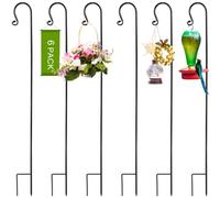 MorningRo 6 Pcs Shepherd Hooks for Outdoor 65 Inch 2/5 Inch Thick Shepherd Metal Curled Garden Hook for Lanterns Hanging Plant Baskets Solar Lights Bird Feeders Wedding Decor, Black