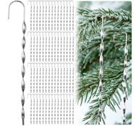 MorningRo 60 Pcs Victorian Christmas Tree Tinsels 5.5 Inch Vintage Tin Icicles Ornaments Silver Steel Twisted Icicles Ornaments Winter Decorations for Christmas Tree Festival Party Hanging Decorations