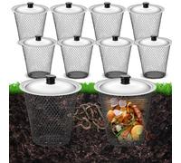 MorningRo 8 Pcs Inground Worm Composter with Lids 8.1 x 8.1 x 5.9 Inch Farm Worm Compost Bin Outdoor for Recycling Kitchen Food Waste to Raised Garden Beds